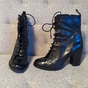 Black Lace-Up Ankle Boots